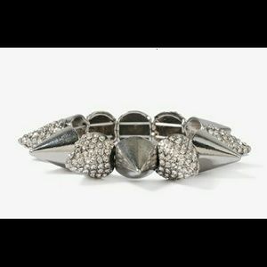 NEW Silver Metal Clear Crystal Rhinestone Pyramid Spike Bracelet